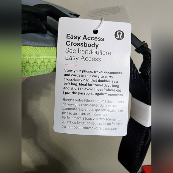 Lululemon Wasy Access Crossbody gray colorblock lime green zipper NWT - Picture 6 of 7